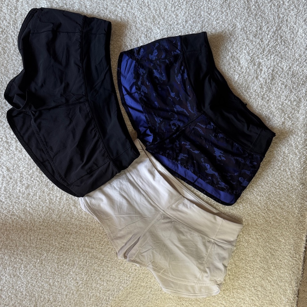 lululemon athletica speed ups Women's Athletic Shorts - Black, Blue, and White